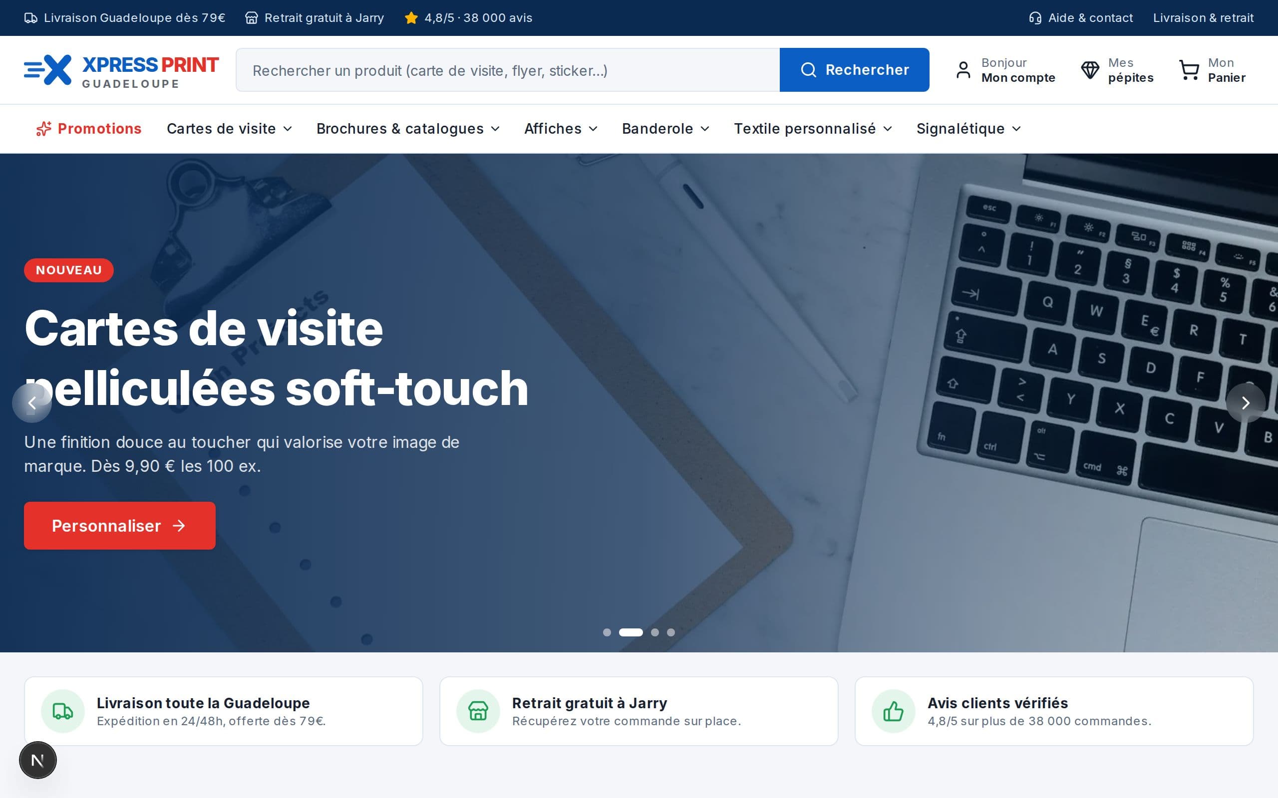 Page d'accueil du site Xpress Print