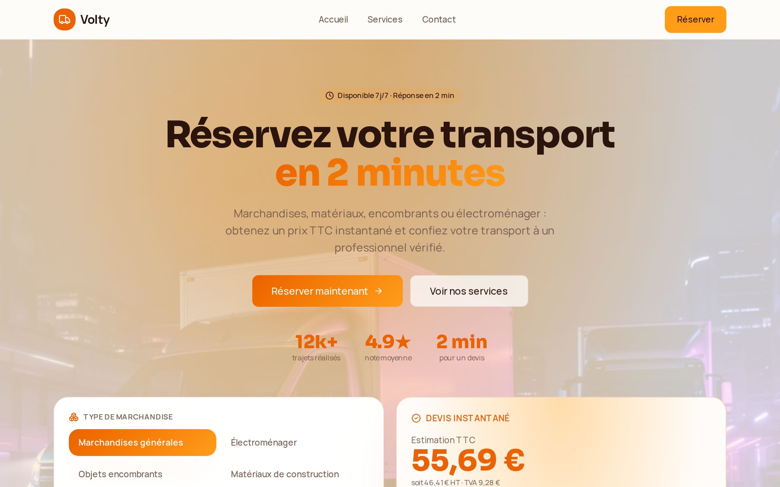 Page d'accueil du site Volty